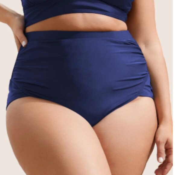 BloomChic Plain Patchwork Ruched Swim Bottom - Picture 2 of 5